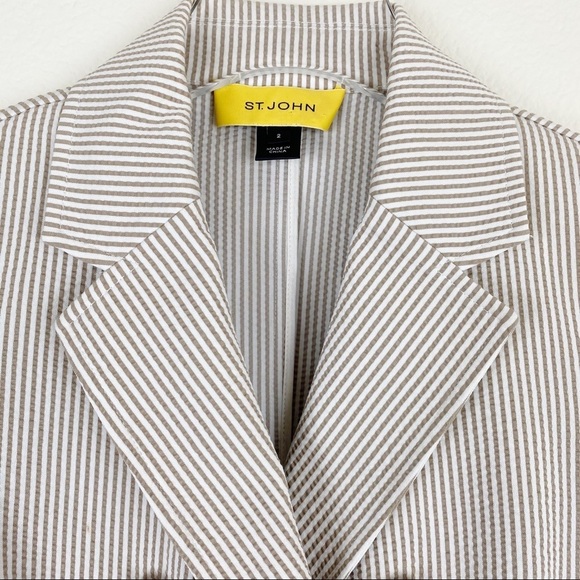 ST JOHN Sport Pinstripe Blazer Suit Jacket 2 - Picture 4 of 10